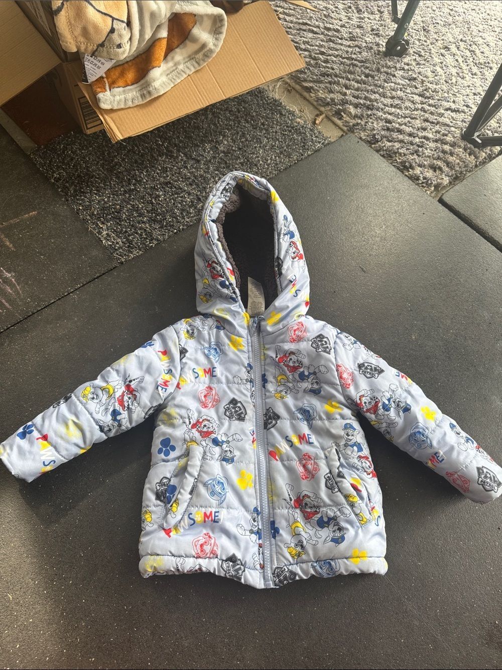 Paw Patrol Light Blue Hooded Character Jacket with Multicolor Print